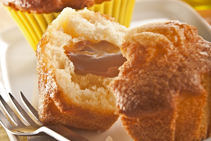 Muffins with a caramel center